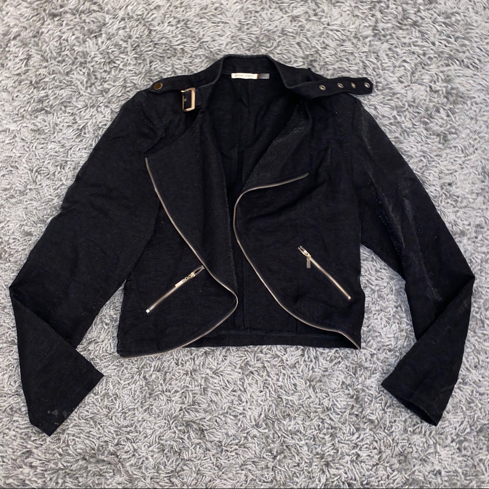 Main Strip Coated Zipper Blazer